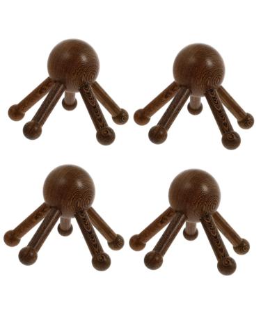 Tovinanna 4 pieces massage device with five claws hand massager scalp massage no static comb heated eye pads clothes scraping tool massage device for the head massage device made of wood