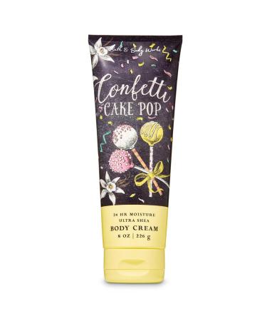 Bath & Body Works Confetti Cake Pop 24 Hour Moisture Ultra Shea Body Cream with Aloe, Cocoa and Shea Butter 8 oz / 226 g