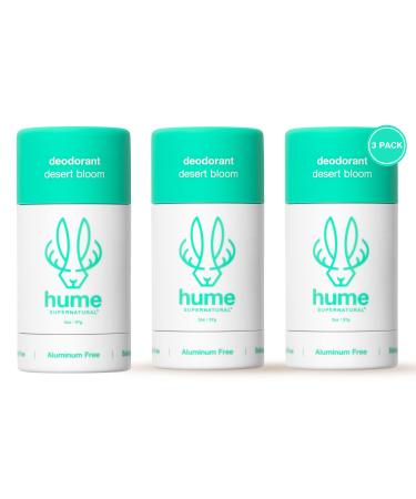 Hume Supernatural Roll On Aluminum Free Deodorant for Women & Men - Safe for Sensitive Skin - Probiotic and Plant-Based - Long-Lasting Moisture Absorbing - Clean and Effective - Desert Bloom 3-Pack Desert Bloom - 3 pack
