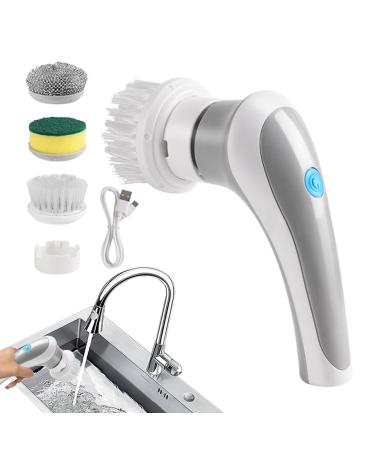 Electric spinn Scrubber Cordless spinn Cleaner Rechargeable Electric spinn Scrubber Replaceable Drill Brush Heads with 3 Brush Head Options Electric Power Scrubber for Kitchen Bathroom Car Tile Grey