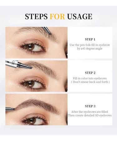 Eyebrow Pencil Quad-Tip Split Eyebrow Pencil Highly Effective Filler for a Long-Lasting Natural Wild Eyebrow Look Natural and Long-Lasting 5 Colors to Choose From (4) - Buy Online on GoSupps.com