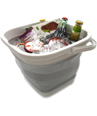 Sammart 11L Collapsible Rectangular Handy Basket - 2.9 Gallon Space-Saving Bucket, Gray - Buy Online on GoSupps.com