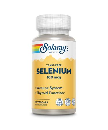 Solaray Yeast Free Selenium 100mcg Healthy Immune & Thyroid Function Support Enhanced Absorption 90 Serv 90 VegCaps