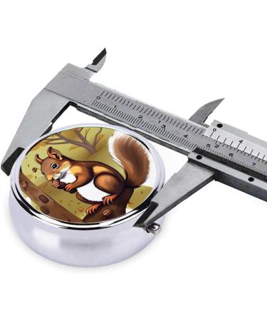Nut-Eating Squirrel Round Pill Box - 3 Compartment Travel Organizer for Pills | Portable & Stylish - Buy Online on GoSupps.com