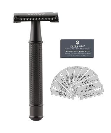 Fac n Vintage Long Handle Double Edge Safety Razor + 50 Platinum Japanese Stainless Steel Blades - Butterfly Open Shaving Razor for Smooth Wet Shaving - 200+ Shaves - Buy Online on GoSupps.com