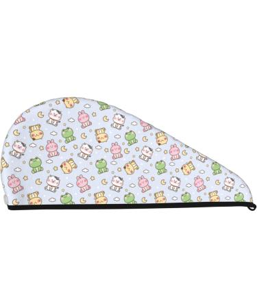 Cute Animals Cartoon Microfiber Hair Towel - Super Absorbent Velvet Wrap for Women | Perfect for Long Curly & Thick Hair - Buy Online on GoSupps.com