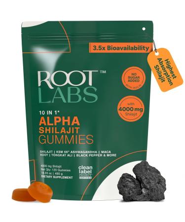 10-in-1 Alpha Shilajit Gummies | 4000 mg Pure Himalayan Shilajit with Tongkat Ali & Maca Root | for Men & Women | ShilAbsorb Bioavailability Tech | Sugar-Free, Vegan | 120 Gummies Alpha 120 Count (Pack of 1)
