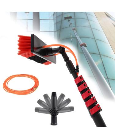 12-36 Foot (Long Reach) Photovoltaic Panels Cleaning Brush & Pole with 20m Hose Water Fed Pole Kit Outdoor Window Glass Cleaning Tool 35cm Brush Head 11M/36FT
