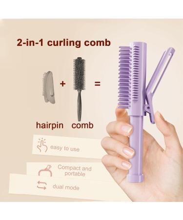 Quzente Volume Hair | Styling Hair Curling Tool | Curling Make Up Brush Roller Tool Curlers on Top of Head 2-in-1 Retractable Styling Comb Wavy Hair Products for Hair Salon Purple - Buy Online on GoSupps.com