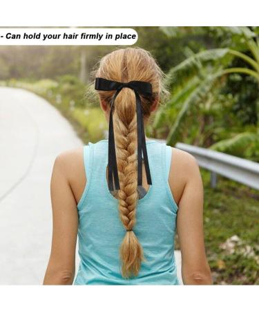 4pcs Hair Bows for Women Ribbon Long Tail Bowknot Hair Clips Elegant Tassel Hair Bow Clips Ponytail Holder Hair Accessories - Buy Online on GoSupps.com