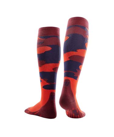 CEP Men's Tall Running Compression - Athletic Long Socks For Performance 4 Lava/Peacoat - Camocloud