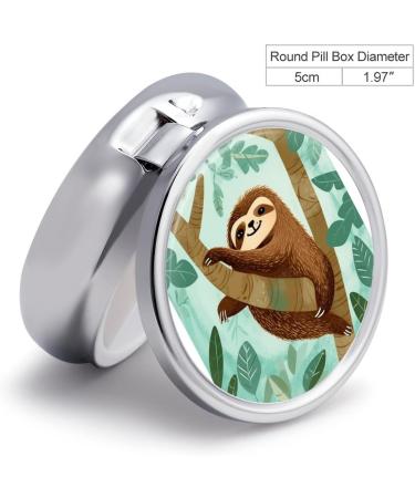 Travel Pill Box with Tree Sloth Design - 3 Compartment Portable Pill Organizer for Purse & Pocket - Buy Online on GoSupps.com
