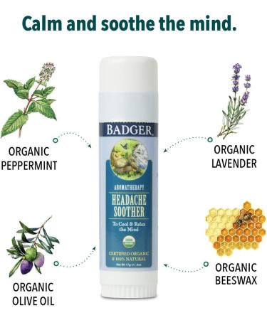 Badger Organic Headache Soother - Peppermint & Lavender 0.60 oz | Natural Relief - Buy Online on GoSupps.com