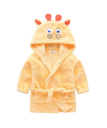 Baby boys & girls unisex bathrobe 0-24 months soft plush flannel fleece hooded bathrobe plush animal face bathrobe for babies toddlers newborn 3-4 months yellow stag
