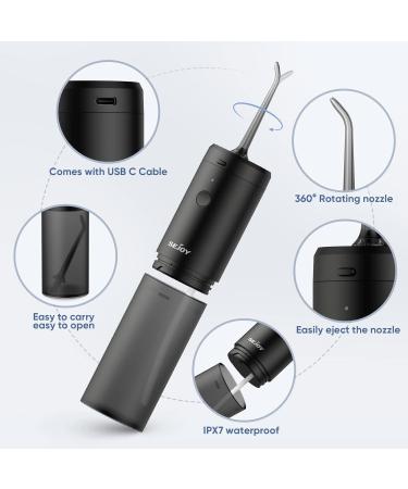 Portable Rechargeable Water Flosser Dental Oral Irrigator - 3 Modes, 3 Jet Tips, 140ml - Black - Buy Online on GoSupps.com