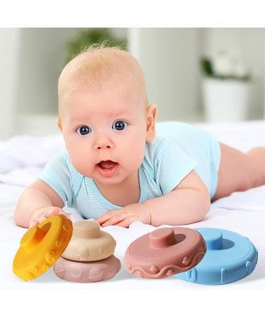 Baby Stacking Toys Ring Stacker 7pcs - Montessori Brain Development - Soft Teething & Sensory Stackable Toys for 1 Year Old Boys & Girls - Buy Online on GoSupps.com