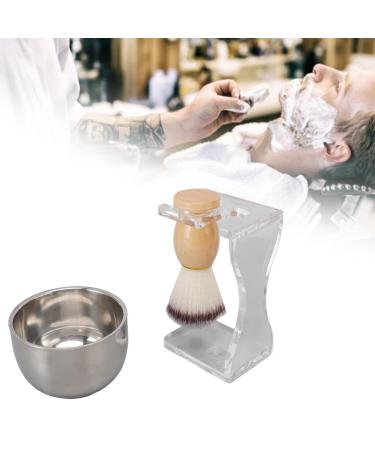 Vtoses 3-Part Men's Shaving Brush Set - Handmade Solid Wood Handle Stainless Steel Stand & Bowl | Perfect Gift for Dad & Friends - Buy Online on GoSupps.com