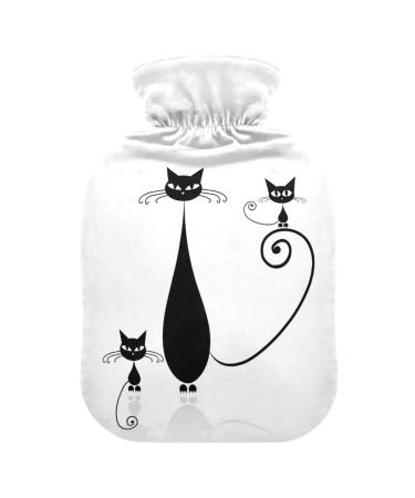 Heat bottle with cover 1 l of durable warm-up bag for hand feet shoulder and neck pain cramps heating skills and heat therapy pattern of the black cat elegant-4-2