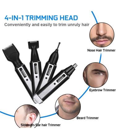 USB Rechargeable 4 in 1 Nose and Ear Hair Trimmer - Painless Dual Edge Blades for Men and Women - Water Resistant - Easy Cleansing - Buy Online on GoSupps.com