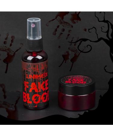 UNIMEIX 2 OZ Fake Blood Spray & 1 OZ Gel Makeup Kit Washable SFX Blood for Halloween Cosplay Zombie & Vampire Parties - Buy Online on GoSupps.com