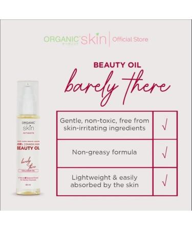Organic Skin Intimate Beauty Oil with Collagen Elastin Argan Oil Barely There Collection Natural Botanical Extract Formula 60ml - Buy Online on GoSupps.com