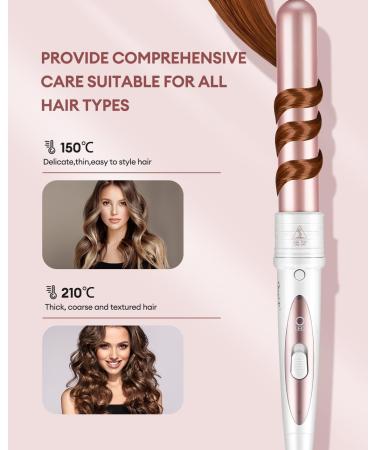 CkeyiN Ceramic Curling Wand - 5 in 1 Hair Curlers, Adjustable Temperature, Professional Hair Styling Tool for Long Hair - Pink & White - Buy Online on GoSupps.com