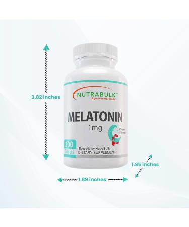 NutraBulk Melatonin - 1 mg Quick Release Nighttime Sleep Aid for Kids and Adults - 300 Chewable Tablets - Cherry Flavored - Buy Online on GoSupps.com
