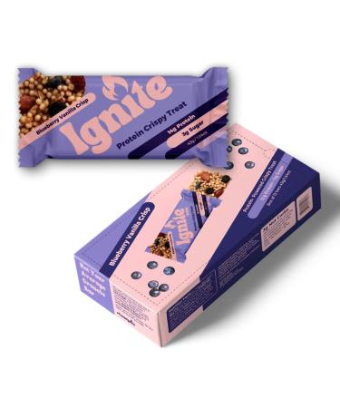 Ignite Bars Crispy Keto Rice Treat - High Protein Low Sugar and Low Carb Snack - Guilt Free Food and Fiber Friendly Bars for Healthy Adults (Blueberry Vanilla Almond)