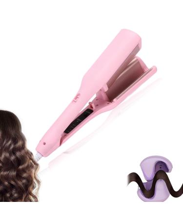 Wave Curling Iron French Egg Curling Iron V Hair Crimper Adjustable Temperature Waver Curling Iron Wand Suitable for Most Hair Types (Pink)