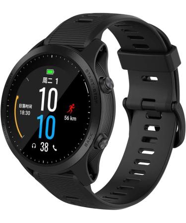 Soft Silicone 22mm Black Band for Garmin Forerunner 935/945/745, Fenix 5/5plus/6/6 Pro, Approach S60 - Replacement Compatible Band - Buy Online on GoSupps.com