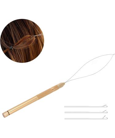 Hair Extension Tools Alloy Threader Pulling Hook Loop for Professional Hair Styling Accessory Practical Design Portbale Suitable Women Girls Hair Makeup(Gold) - Buy Online on GoSupps.com