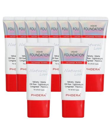 Glamza Phoera Full Coverage Foundation - 24 Hour Long Lasting Oil Control - Even Foundation Smarter Packaging - Includes 10 Sponges 30ml & 108 Light Brown