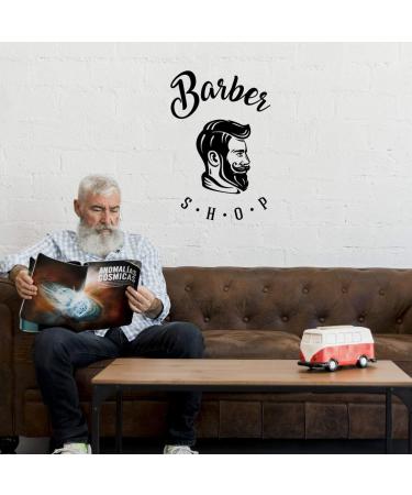 Barber Shop Wall Sticker Art Salon Decor Hair Beauty Sign Pole Man Vinyl Decoration Mural Barbershop Signs face Beard Style Hairdresser Logo Haircut Stylist Hairdressing Hairstyle Quote Window Decal - Buy Online on GoSupps.com