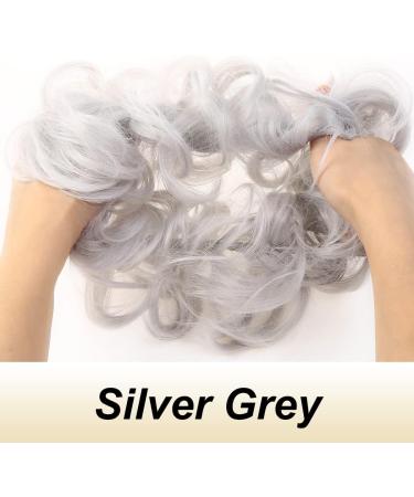 JJstar 2PCS Messy Bun Hair Pieces in Silver Grey - High Heat Resistant Synthetic Fiber Scrunchies for Women and Girls - Buy Online on GoSupps.com
