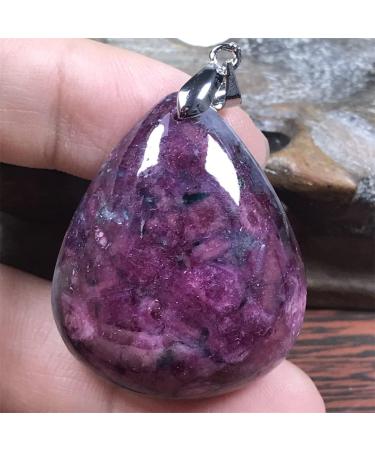 Natural Ruby Zoisite Pendant - Rare Red Green Crystal Jewelry for Luck & Wealth | 35x28x11mm Silver Beads - Perfect Gift for Men & Women - Buy Online on GoSupps.com