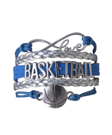 Infinity Collection Basketball Bracelet- Blue and Silver Charm Bracelet- Basketball Jewelry - Basketball Gift