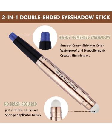 Saubzean Midnight Blue Shimmer Eyeshadow Stick with Smudger - Waterproof, Long-Lasting Matte Cream Crayon for Hypoallergenic Eye Makeup - Buy Online on GoSupps.com