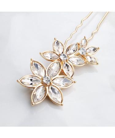 u shaped hairpin U Shaped Flower Hair Accessories wedding hairpin Rhinestone Crystal Headpiece rhinestone hair clip diamond bridal hairpins alloy hairpin flower hairpin bride Hanfu - Buy Online on GoSupps.com