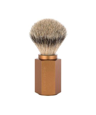 M hle Hexagon shaving brush silvertip badger handle material aluminum bronze 1 pc.