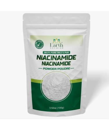 Earth Nourish Niacinamide Powder 3.52 Oz / 100g Cosmetic-Grade Ingredient for DIY Skincare Serums Creams and Formulations