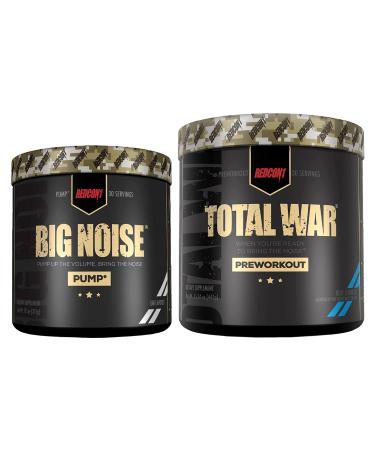 REDCON1 Total War Preworkout (Blue Lemonade) & Big Noise Non-Stim Preworkout Powder (Unflavored) Stack - Pre Workout Duo for Energy Focus & Endurance - Keto (2 Products 30 Servings Each)