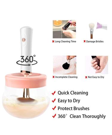 DOTSOG Electric Makeup Brush Cleaner Machine - 8 Rubber Collars - Fast Wash & Dry - 50ml Cleanser Included - Pink - Buy Online on GoSupps.com
