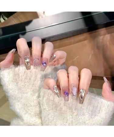 Temperament manicure pink diamond temperament new pure spice girl Kaze Jun hand-made manicure wearing nude.(S) - Buy Online on GoSupps.com