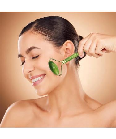 4-Piece Jade Roller & Gua Sha Massage Kit - Face & Neck Smoothing Tool for Eye Swelling Relief | Green Jade Massage Set - Buy Online on GoSupps.com