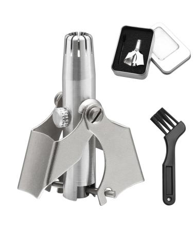 Manual nasal hair trimmer with cleaning brush silver stainless steel nasal hair and ear hair trimmer nose hair cutter mechanically for at home and on the go 1 - Buy Online on GoSupps.com
