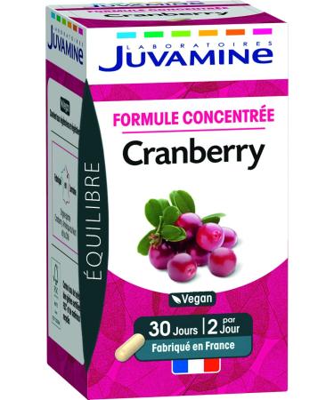 JUVAMINE - Cranberry - Urinary Wellness - Concentrated Formula - Cranberry - Feminine Comfort - Vegan - 1 Month Program - 60 Capsules - Made in France
