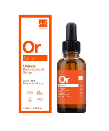 DR BOTANICALS Orange Restoring Facial Serum - 30ml | Anti Ageing Anti Wrinkle Brightening Hydrating Face Serum with Mandarin Peel Oil Red Algae & Rosa Moschata Oil and Seabuckthorn