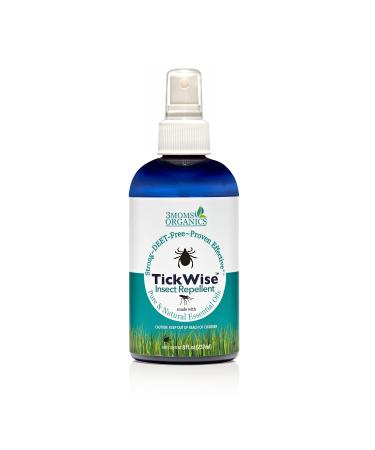 3 Moms Organics TickWise | 8oz Extra Strength, DEET- Free, Tick and Insect Repellent | Plant Based Essential Oils and All Natural Ingredients | Safe for Kids, Adults, Dogs and Horses 8 Fl Oz (Pack of 1)