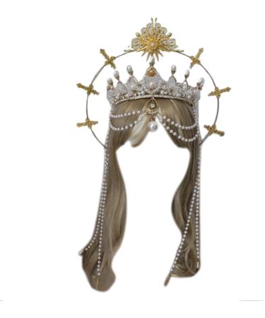 amangul Cosplay Angel Aureole Shape Headband Materials Festival Hair Hoop Christmas Shows Headpiece New Year Costume(Ts 56A Gold Material) - Buy Online on GoSupps.com
