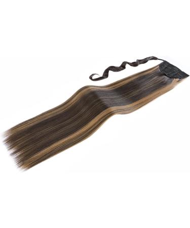 Ponytail Extension Wrap Around Long Straight Curly Clip In Hair Extensions 32 Inch Brown Black Blonde Hairpiece Women - Dark Brown & Sandy Blonde - Buy Online on GoSupps.com